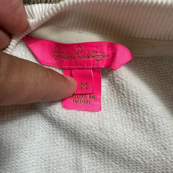 Lilly Pulitzer On Vacay Sweatshirt White Crew Neck Beaded Embellished Pullover - Picture 3 of 9